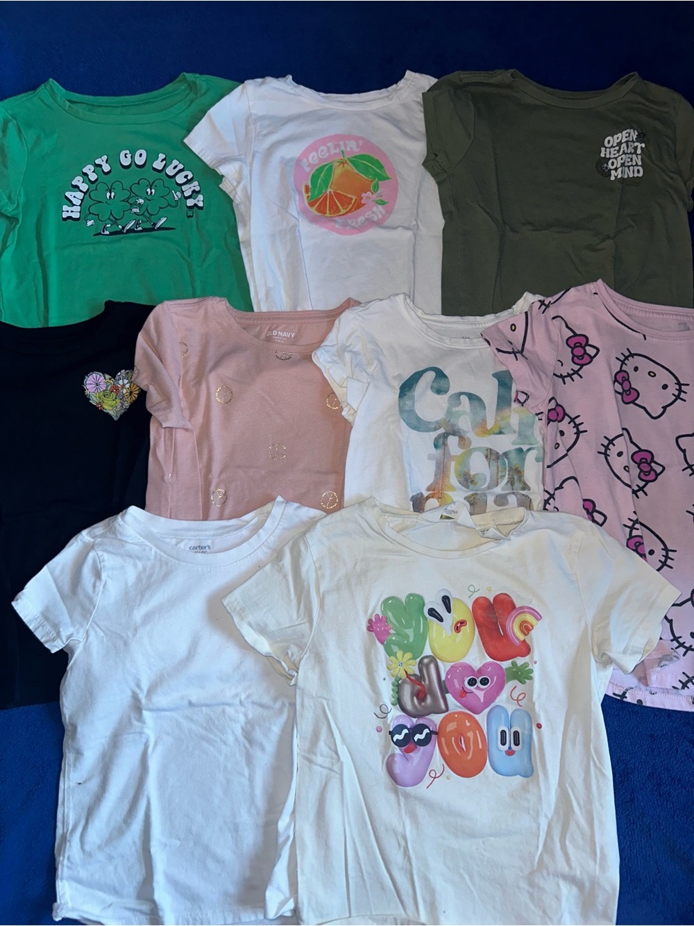 Girls T-Shirt Bundle Size 6-7 Small Old Navy Gap Carter's H&M 9pc Lot - Picture 2 of 4